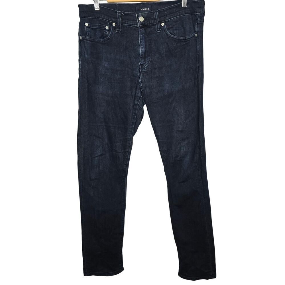Men's J. Crew Dark Wash Slim Fit Stretch Blue Denim Jeans Size W33 L 34 Fit L32